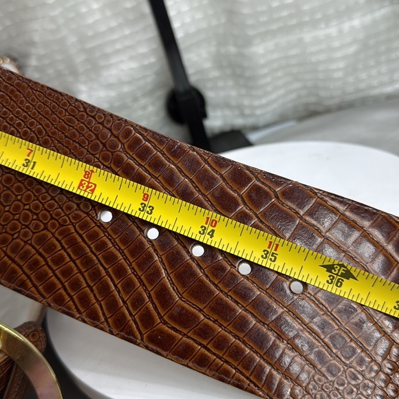 (H) EXPRESS Oversized vintage brown snake print genuine leather belt,made in USA - Picture 11 of 13
